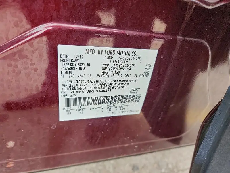 2020 FORD EDGE SEL  