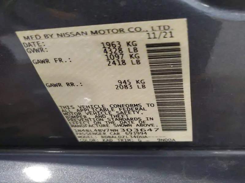 2022 NISSAN ALTIMA S  