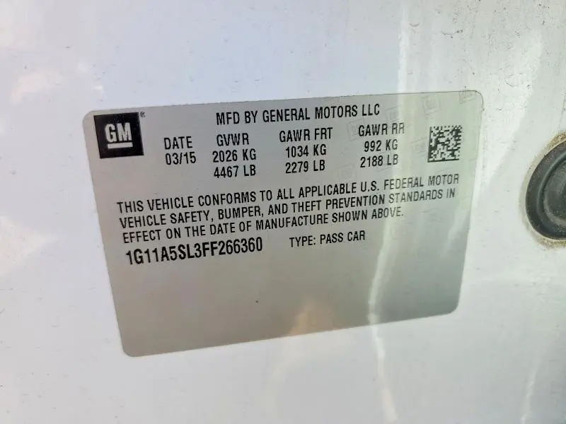 2015 CHEVROLET MALIBU LS  