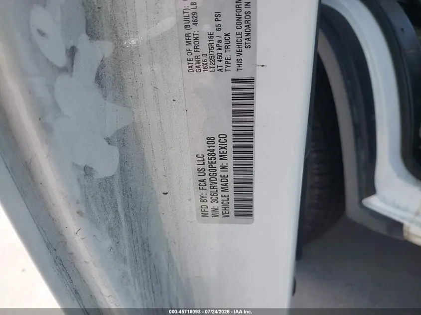 2023 RAM PROMASTER 2500 HIGH ROOF 159 WB