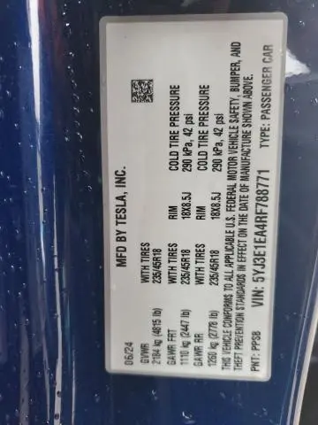 2024 TESLA MODEL 3   