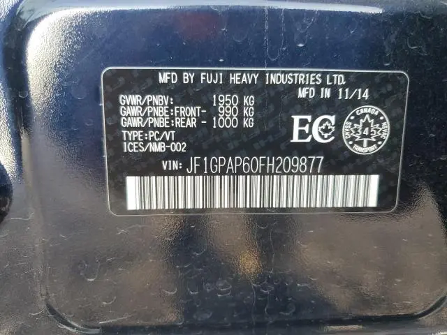 2015 SUBARU IMPREZA LIMITED  