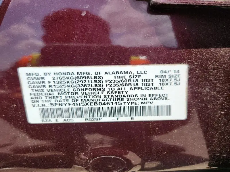 2014 HONDA PILOT EXL  