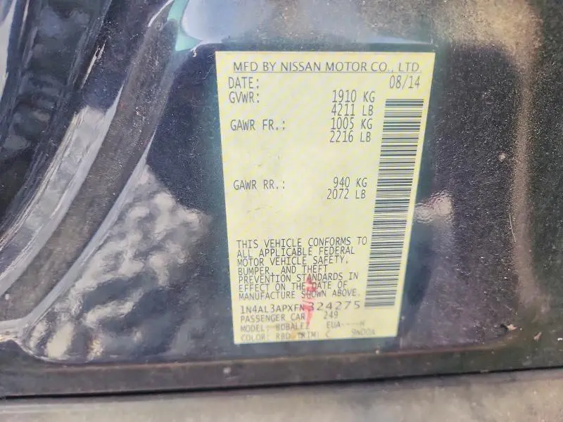 2015 NISSAN ALTIMA 2.5 S  