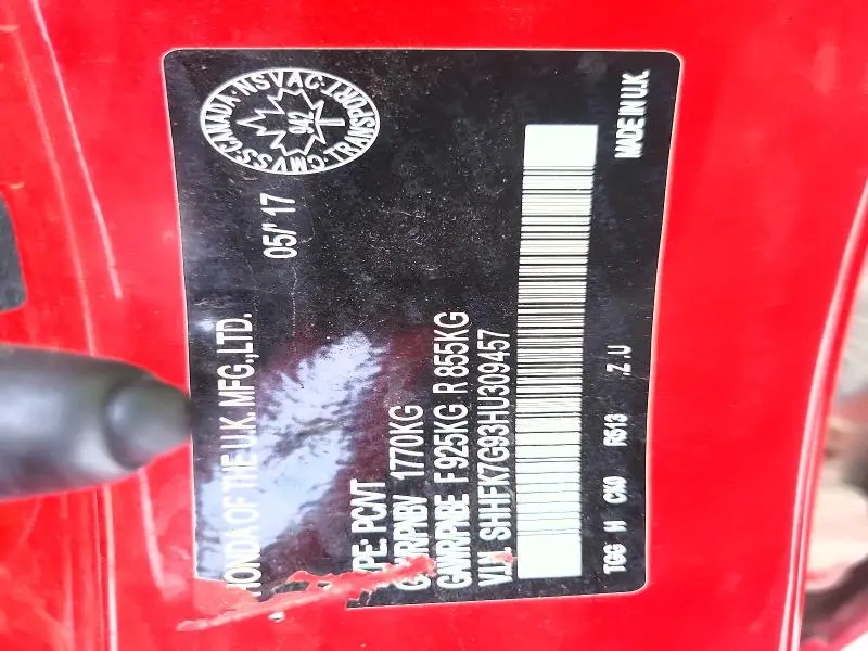 2017 HONDA CIVIC SPORT TOURING  