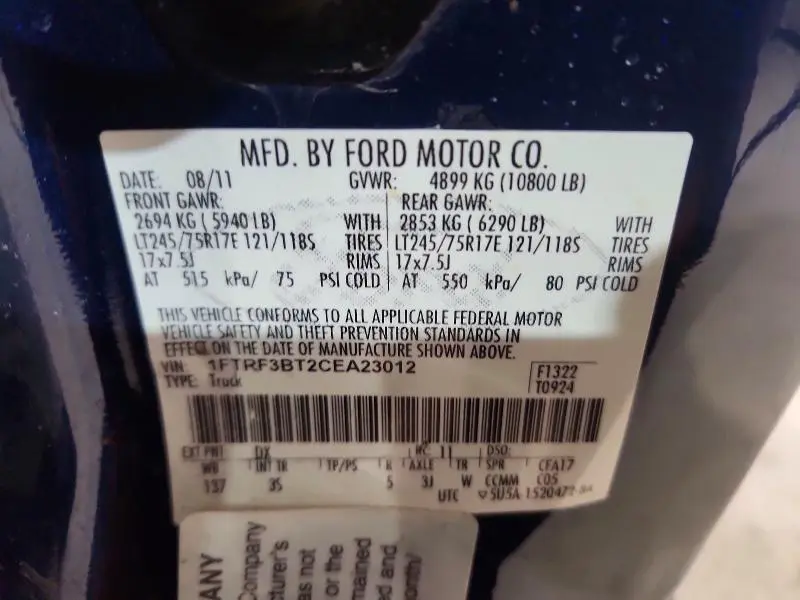 2012 FORD F350 SUPER DUTY  