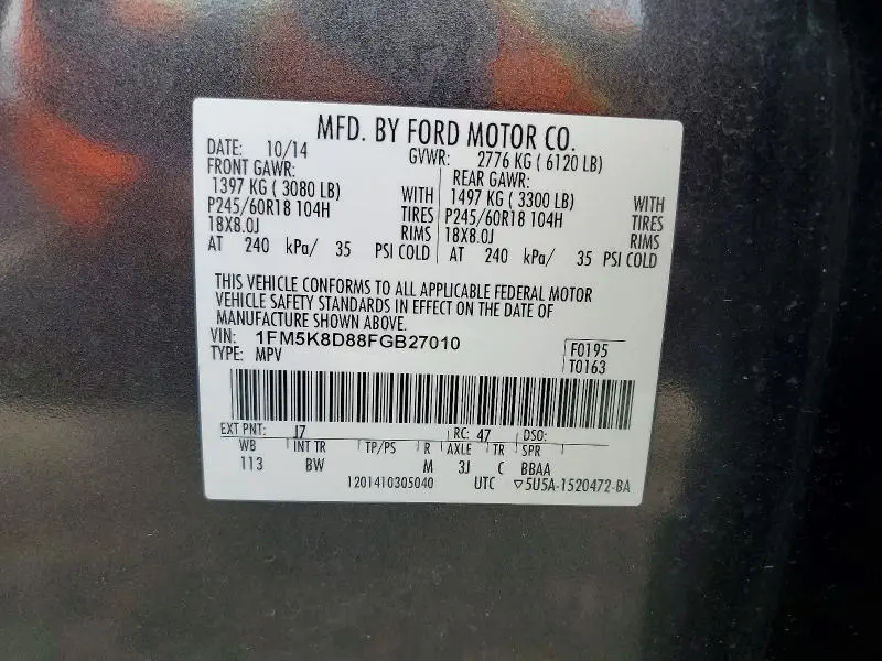 2015 FORD EXPLORER XLT  