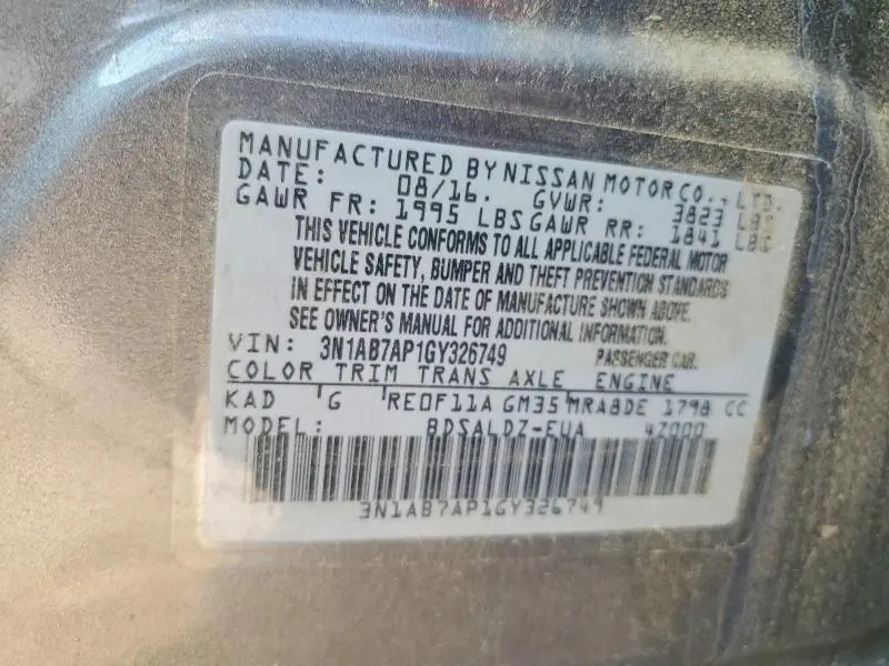 2016 NISSAN SENTRA SV  