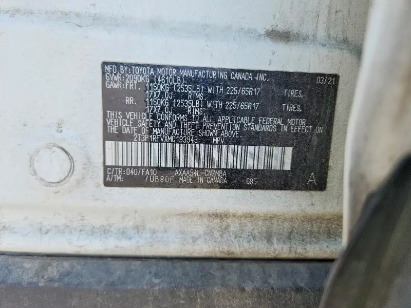 2021 TOYOTA RAV4 XLE  