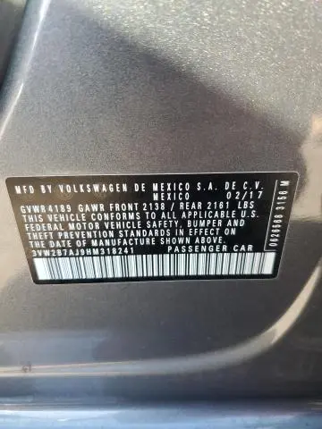 2017 VOLKSWAGEN JETTA S  