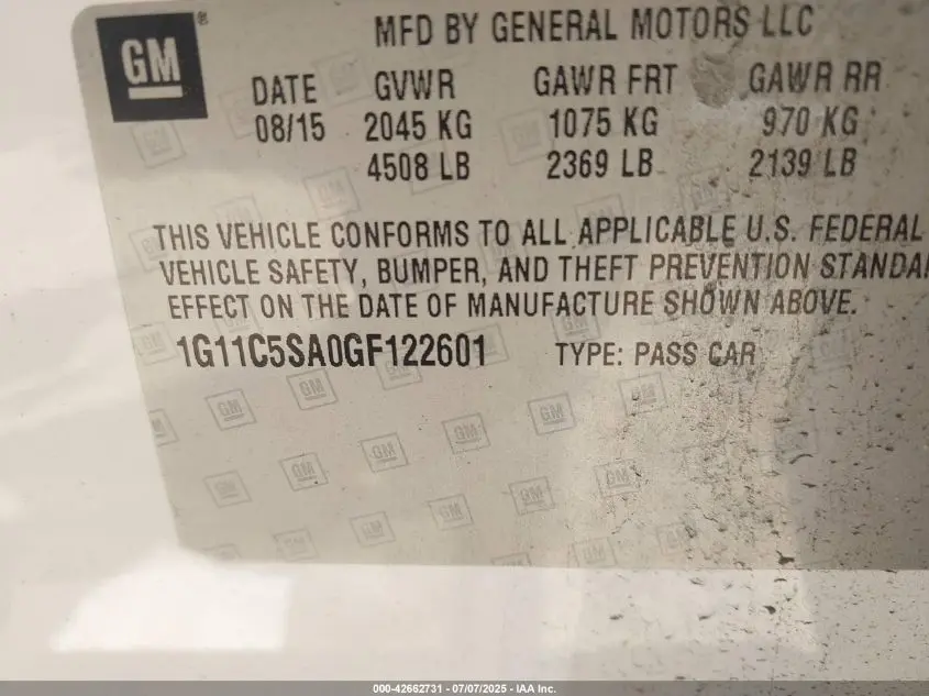 2016 CHEVROLET MALIBU LIMITED LT