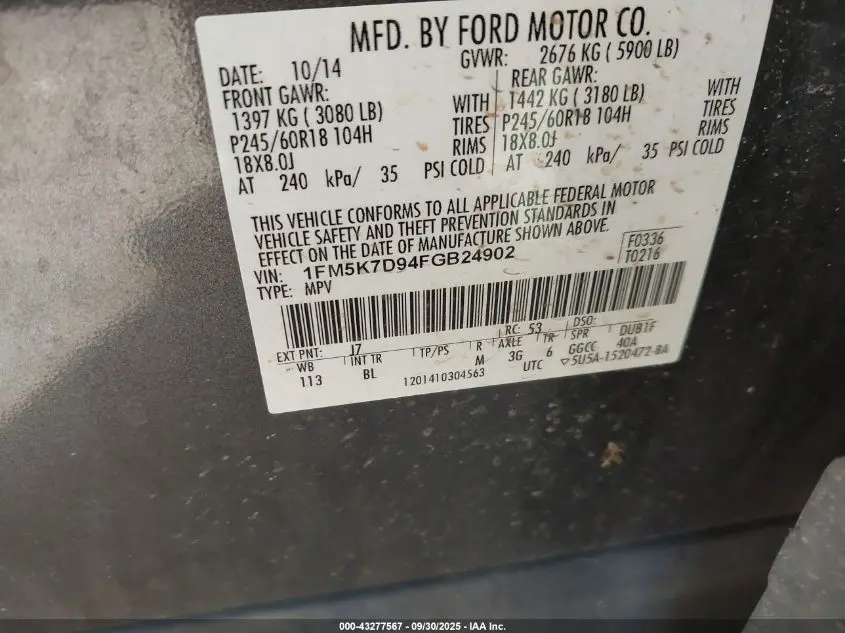 2015 FORD EXPLORER XLT