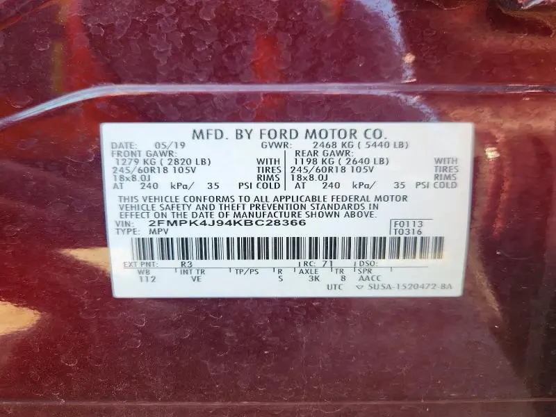 2019 FORD EDGE SEL  