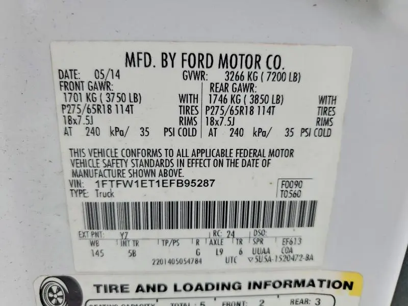 2014 FORD F150 SUPERCREW  
