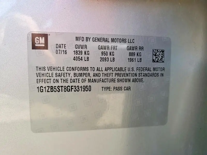 2016 CHEVROLET MALIBU LS  
