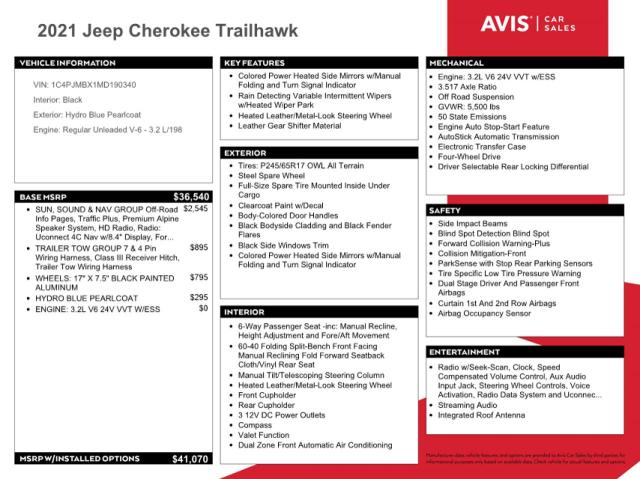 2021 JEEP CHEROKEE TRAILHAWK