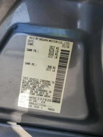 2016 NISSAN ALTIMA 2.5  