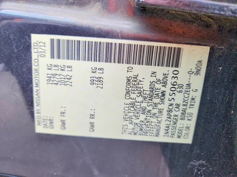 2012 NISSAN ALTIMA 2.5  