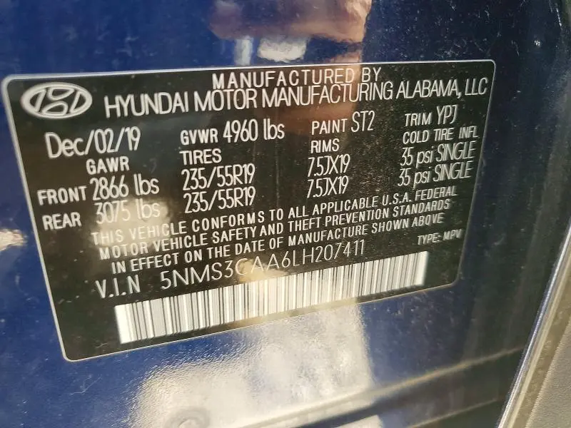2020 HYUNDAI SANTA FE SEL 2.0T  