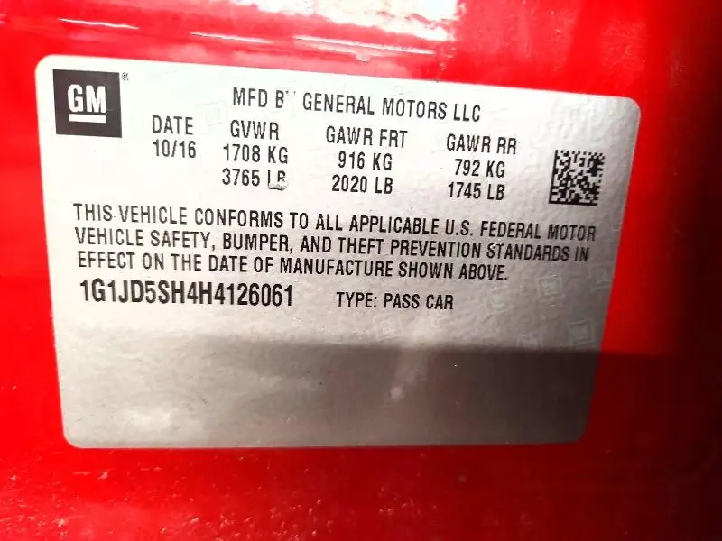 2017 CHEVROLET SONIC LT  