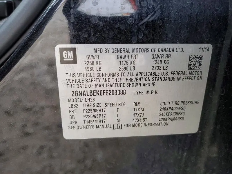 2015 CHEVROLET EQUINOX LT  