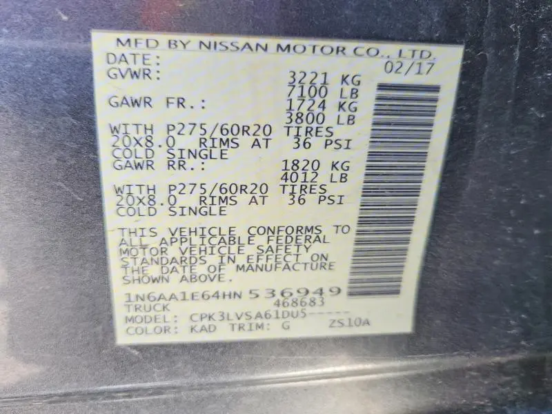 2017 NISSAN TITAN SL  