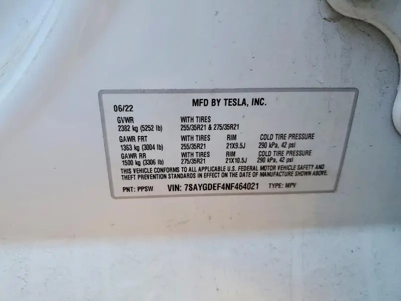 2022 TESLA MODEL Y   