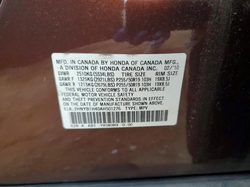 2010 ACURA ZDX TECHNOLOGY  