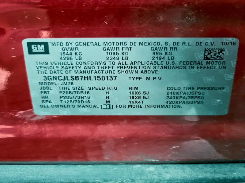 2017 CHEVROLET TRAX 1LT  