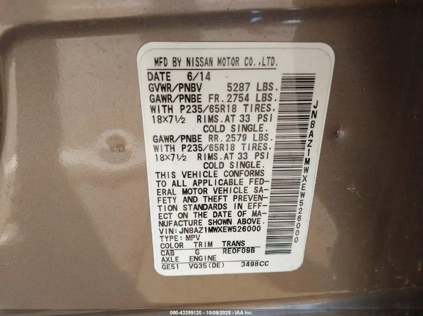 2014 NISSAN MURANO SV