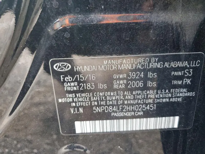 2017 HYUNDAI ELANTRA LIMITED  