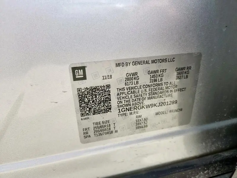 2019 CHEVROLET TRAVERSE LT  