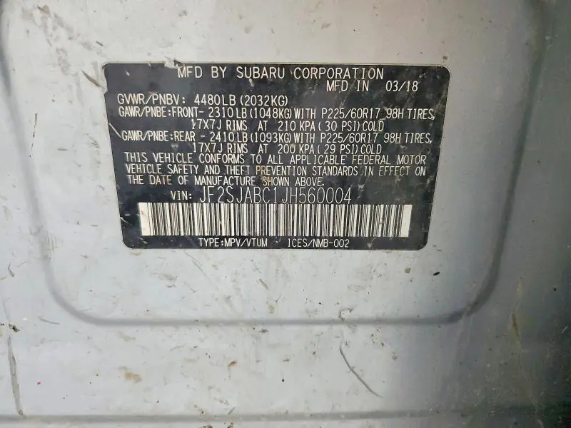 2018 SUBARU FORESTER 2.5I  