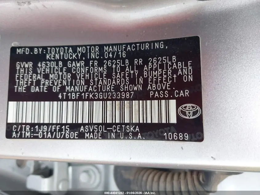 2016 TOYOTA CAMRY SE