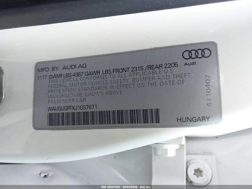 2018 AUDI A3 2.0T PREMIUM/2.0T TECH PREMIUM