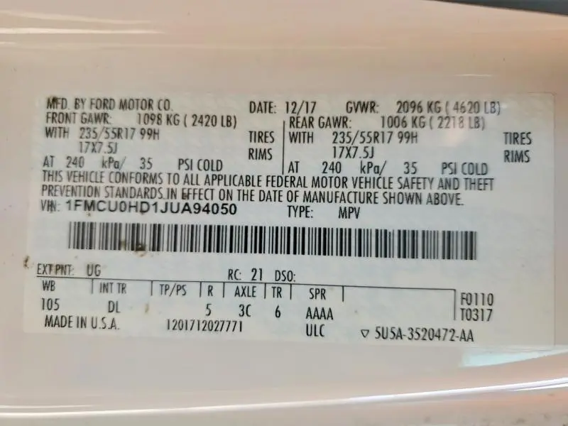 2018 FORD ESCAPE SEL  