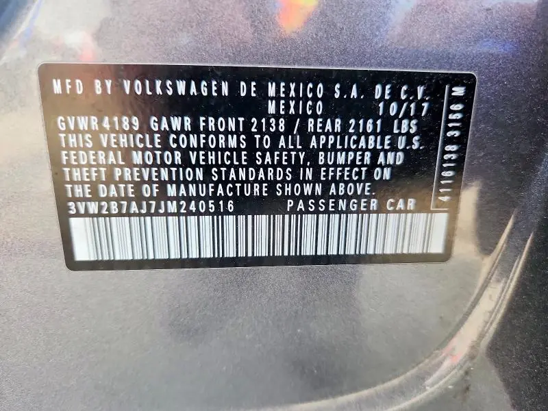 2018 VOLKSWAGEN JETTA S  
