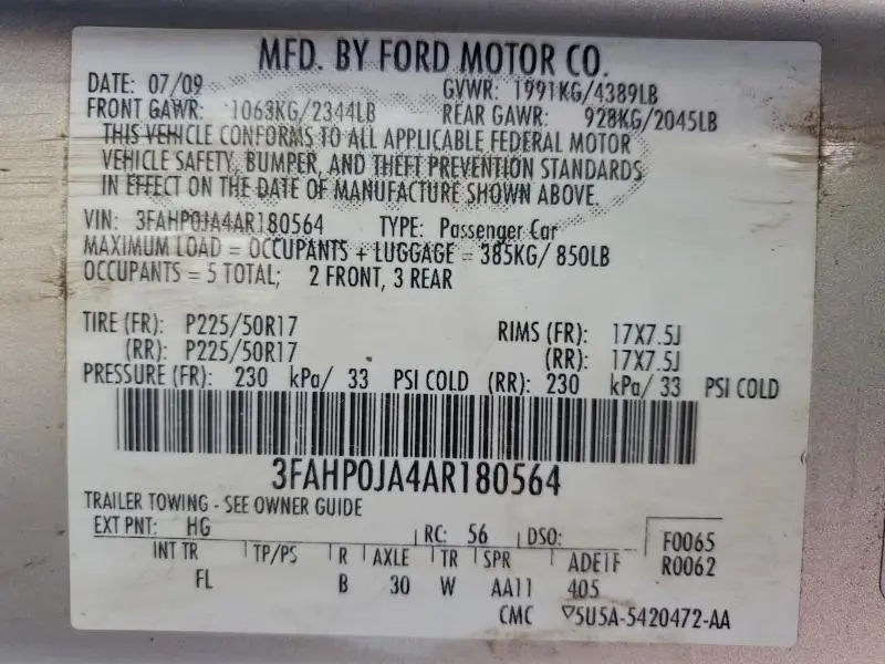 2010 FORD FUSION SEL  