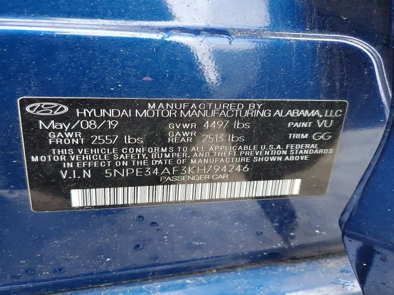 2019 HYUNDAI SONATA SEL  