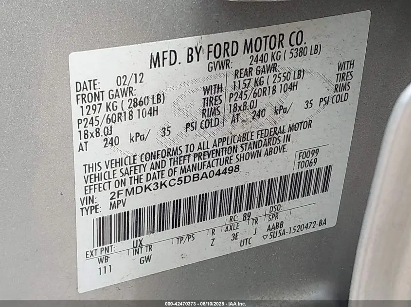 2013 FORD EDGE LIMITED
