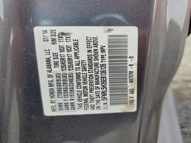 2014 HONDA ODYSSEY LX  