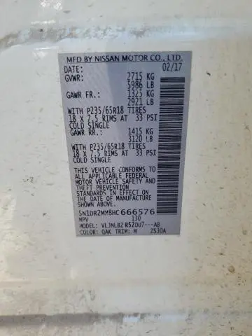 2017 NISSAN PATHFINDER S  