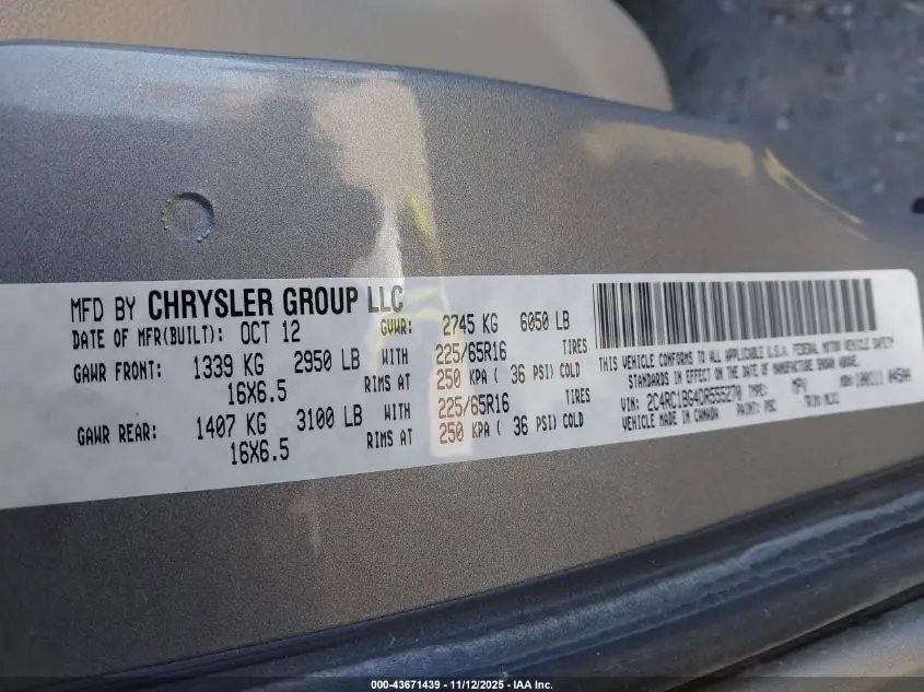 2013 CHRYSLER TOWN & COUNTRY TOURING