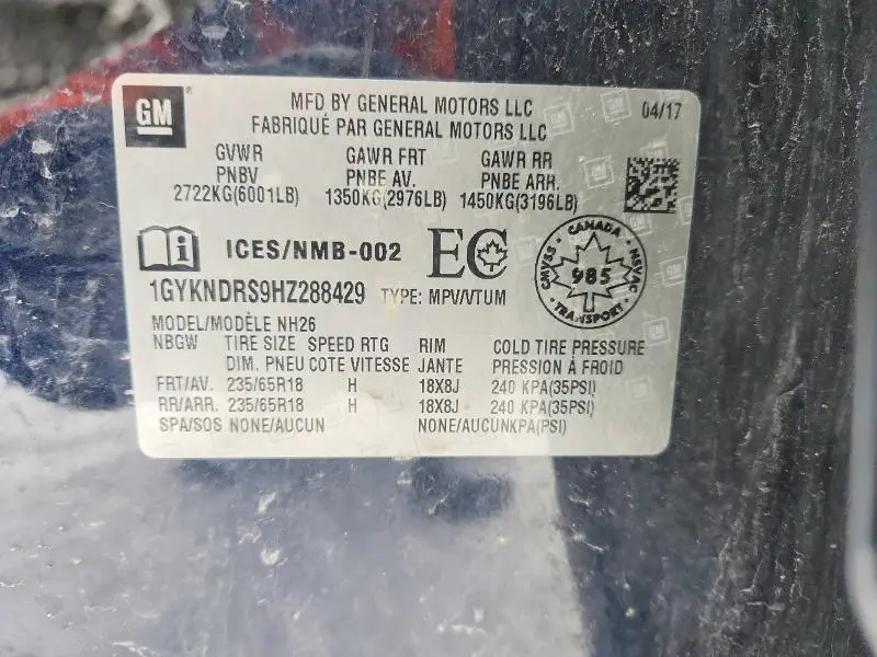 2017 CADILLAC XT5 LUXURY  