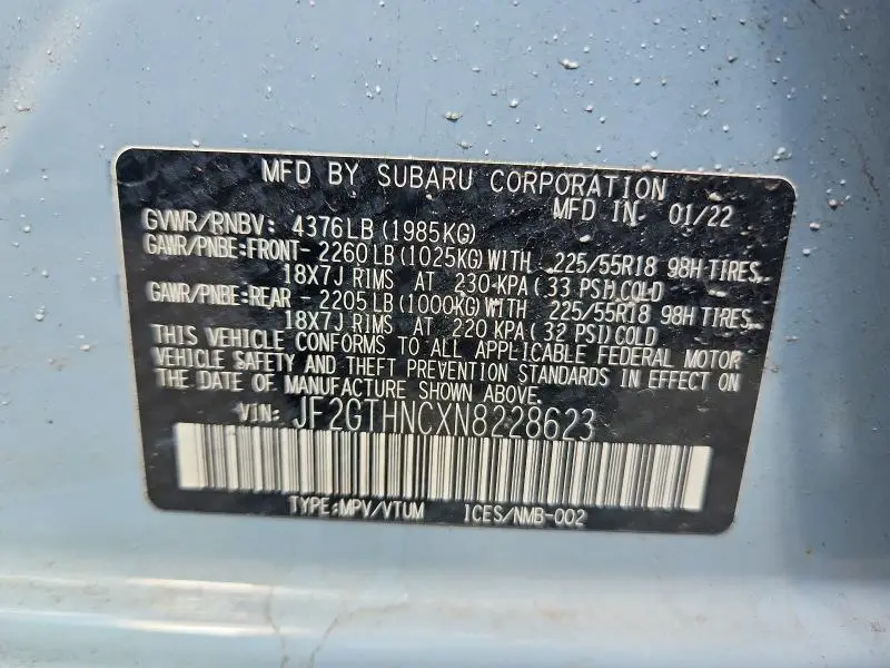 2022 SUBARU CROSSTREK LIMITED  