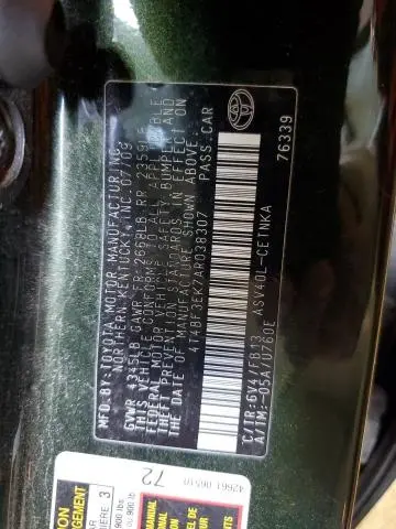 2010 TOYOTA CAMRY BASE  