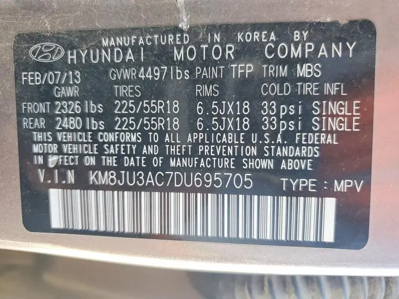 2013 HYUNDAI TUCSON LIMITED  