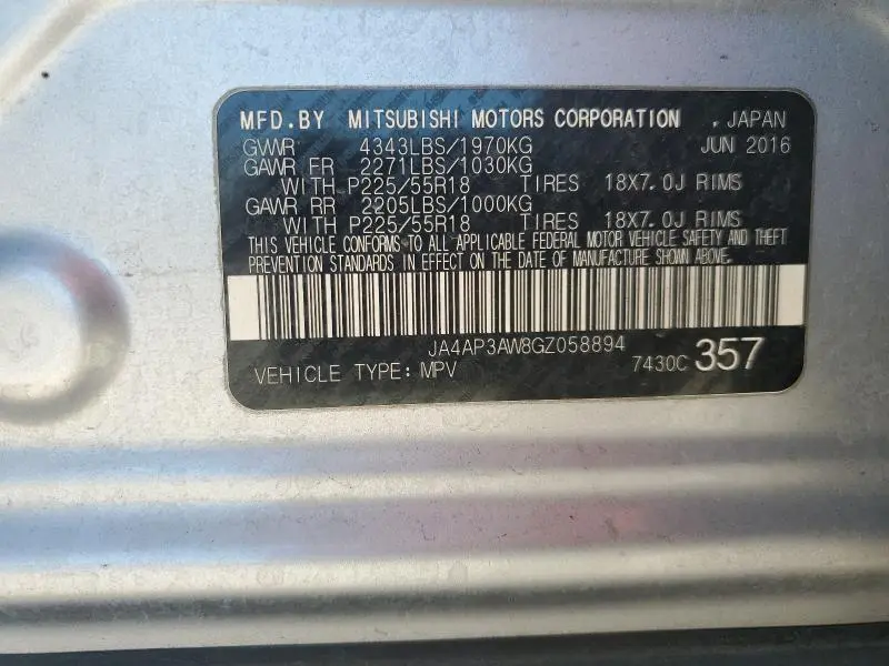 2016 MITSUBISHI OUTLANDER SPORT ES  