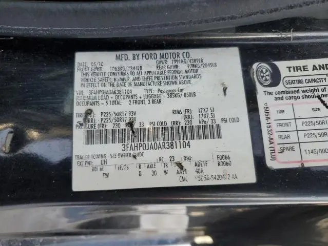 2010 FORD FUSION SEL