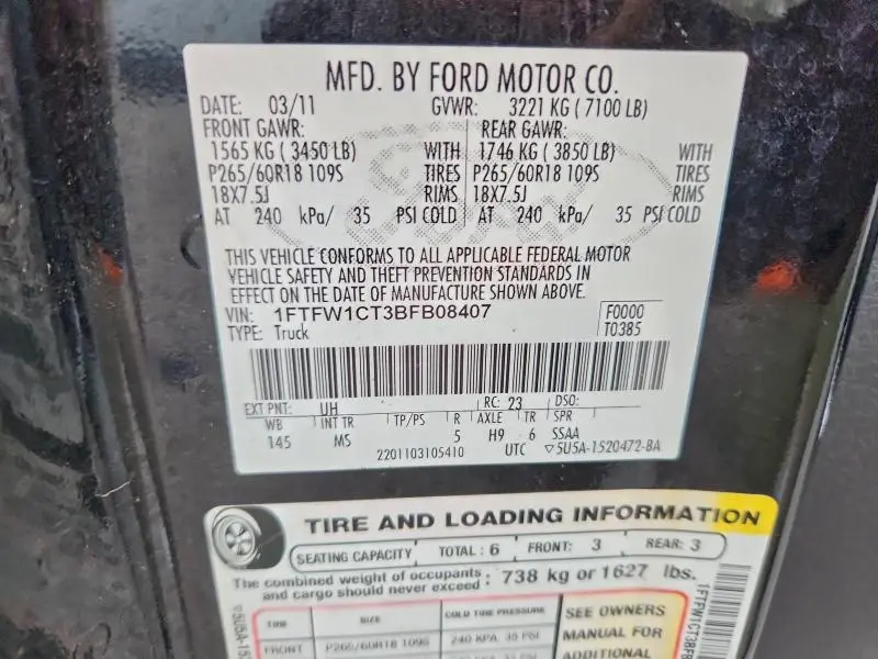 2011 FORD F150 SUPERCREW  